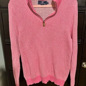Vineyard Vines Pink Half-Zip Textured Sweater
